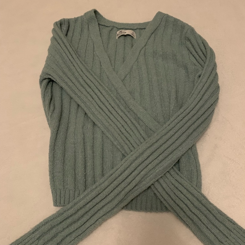 Hollister blue crossover sweater